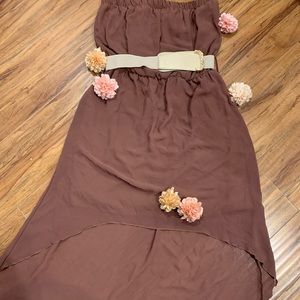 Brown Strapless Train Dress